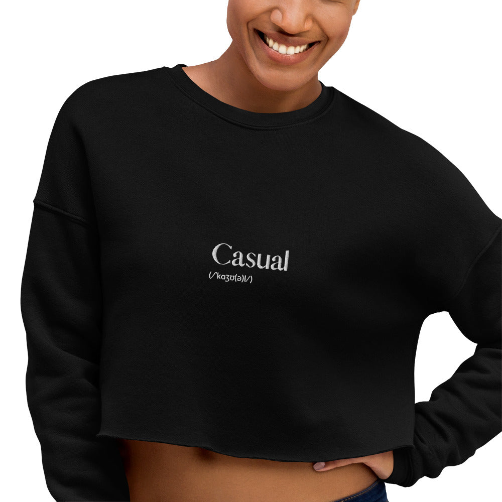 Casual - Embroidered Crop Sweatshirt