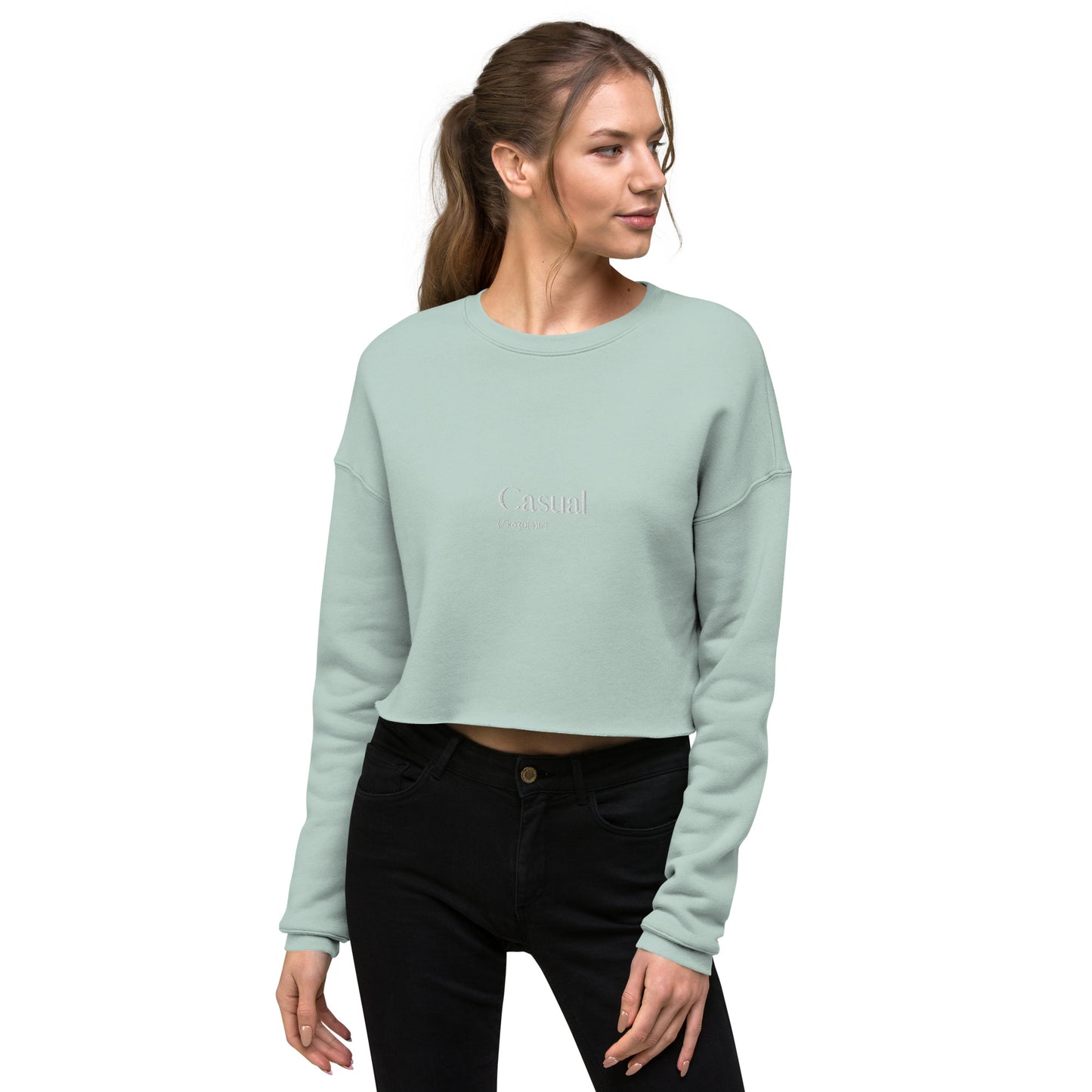 Casual - Embroidered Crop Sweatshirt