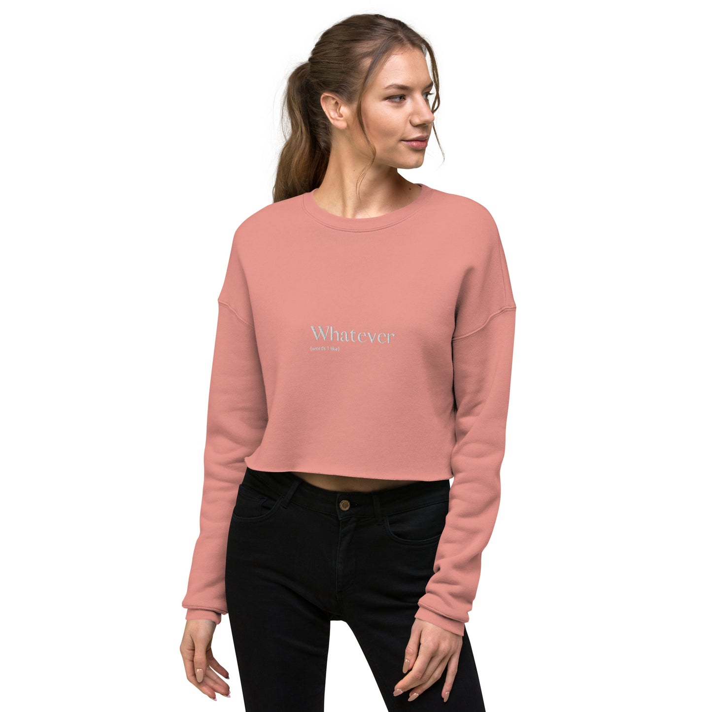 Whatever - Embroidered Crop Sweatshirt